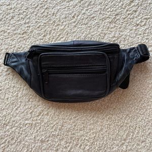 Black leather fanny pack